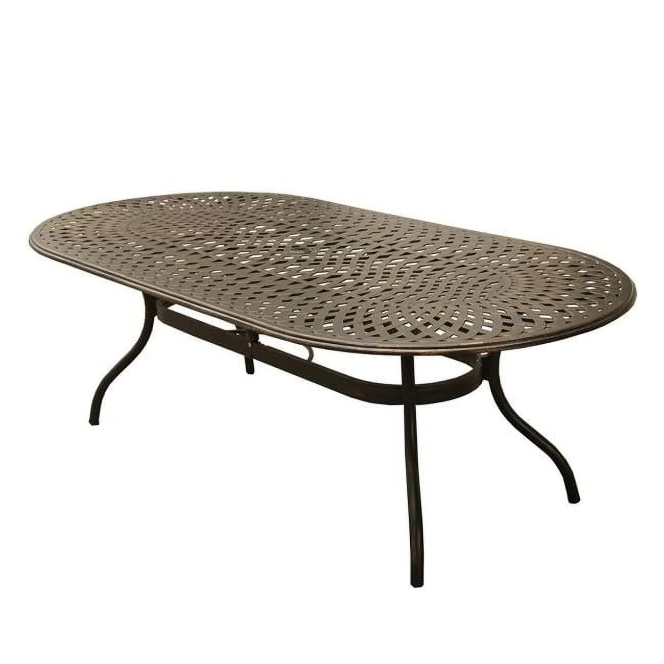 95 in. Contemporary Modern Outdoor Mesh Lattice Aluminium Oval Dining Table, Bronze