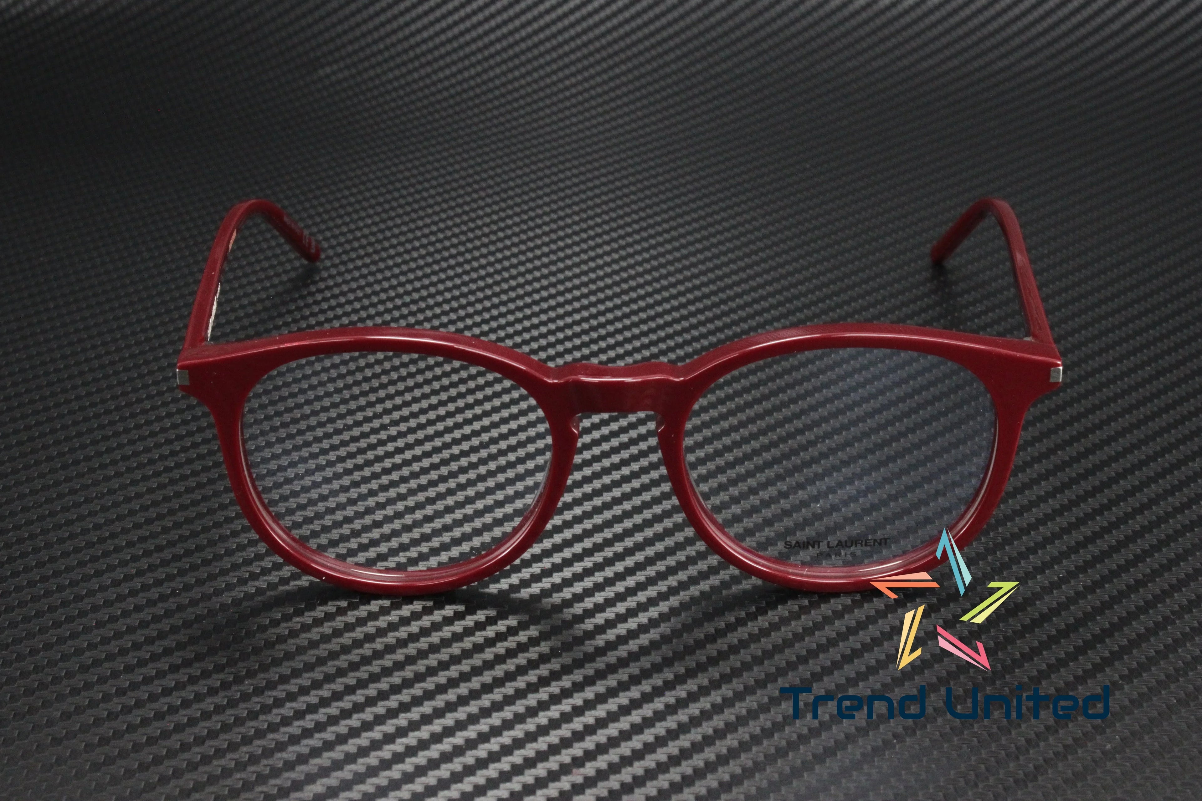 SAINT LAURENT SL 106 011 Round Oval Panthos Burgundy 50 mm Unisex Eyeglasses