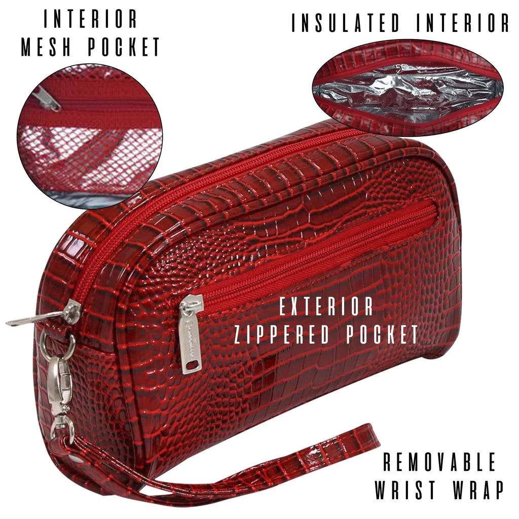 Picnic Gift 7666-PK Margarita-Insulated Cosmetics Bags with Removable Wristlet, Pink Reptilian