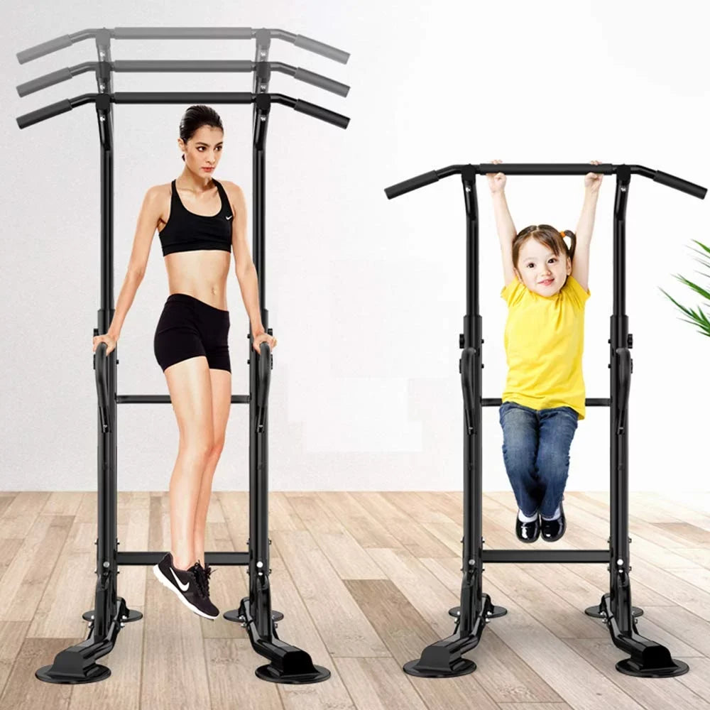 Wellynap Power Tower Pull Up Bar, 36.2" Strength Training Workout Equipment with Adjustable Height - Black