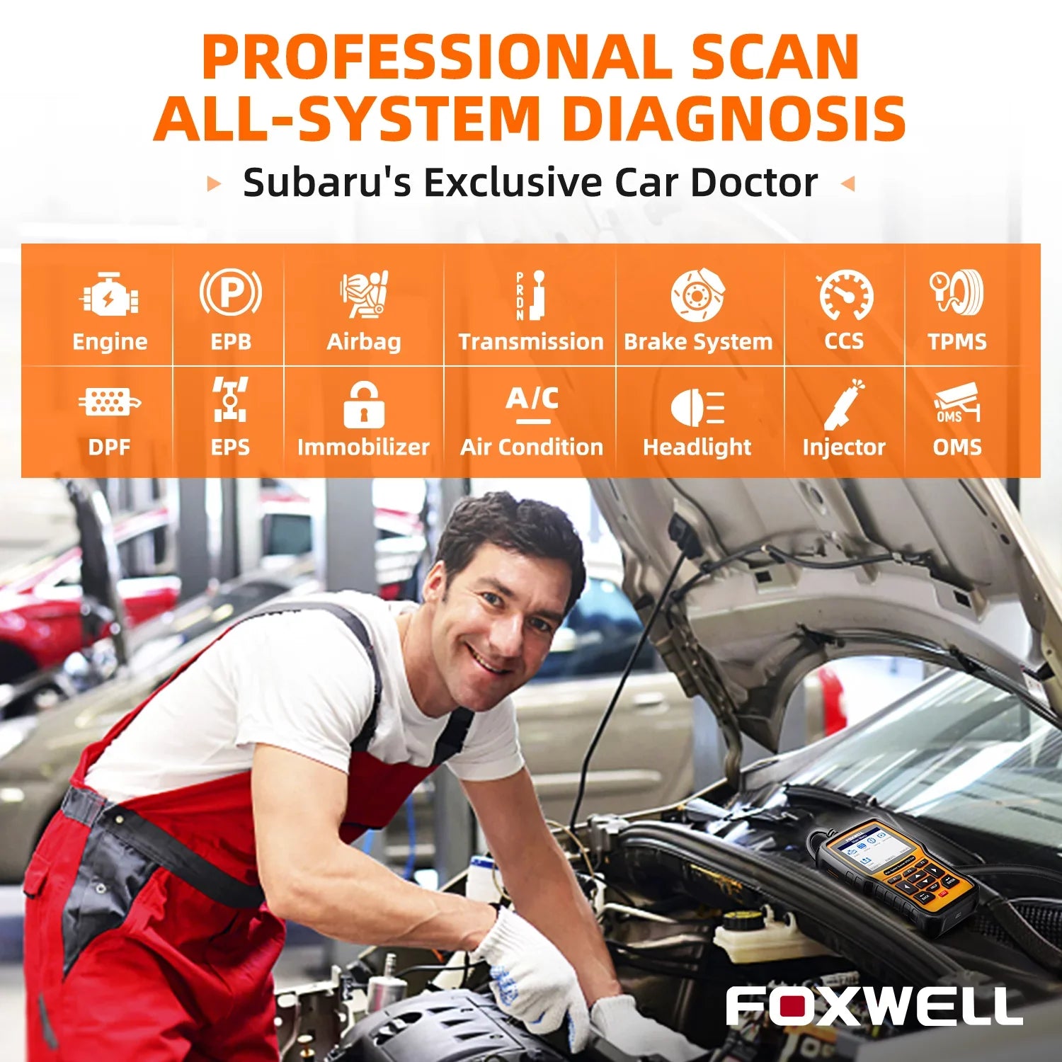 Foxwell NT510 Elite OBD2 Scanner Fits for Subaru Automotive Code Reader All System Scan Tool Professional Reset Tool for Subaru BRZ Forester WRX Automotive Scanner Auto Analyzer OBDII OBD Code Scanner