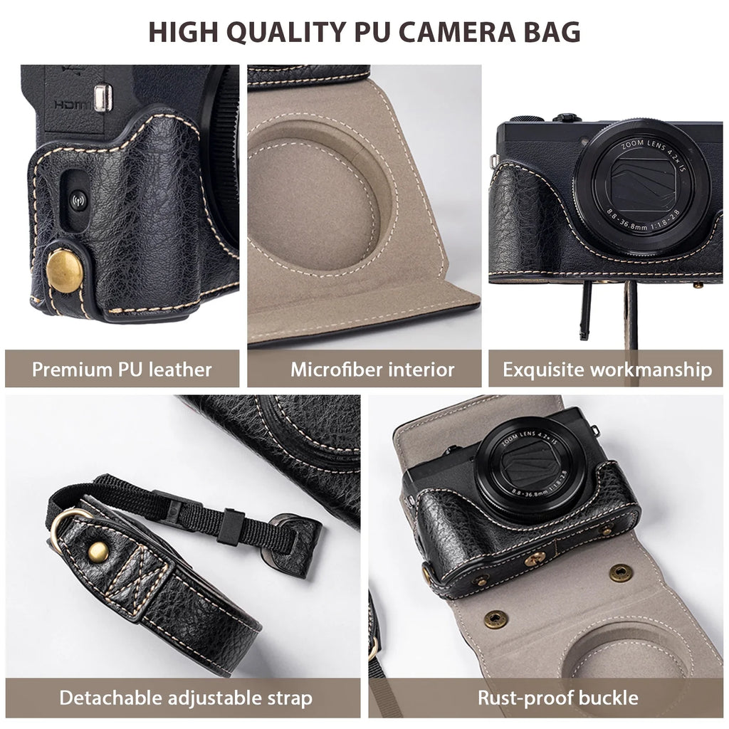 Shinysix Camera Bag,Case Pu Leather Pu Leather Camera Removable Matching With Leather Camera With