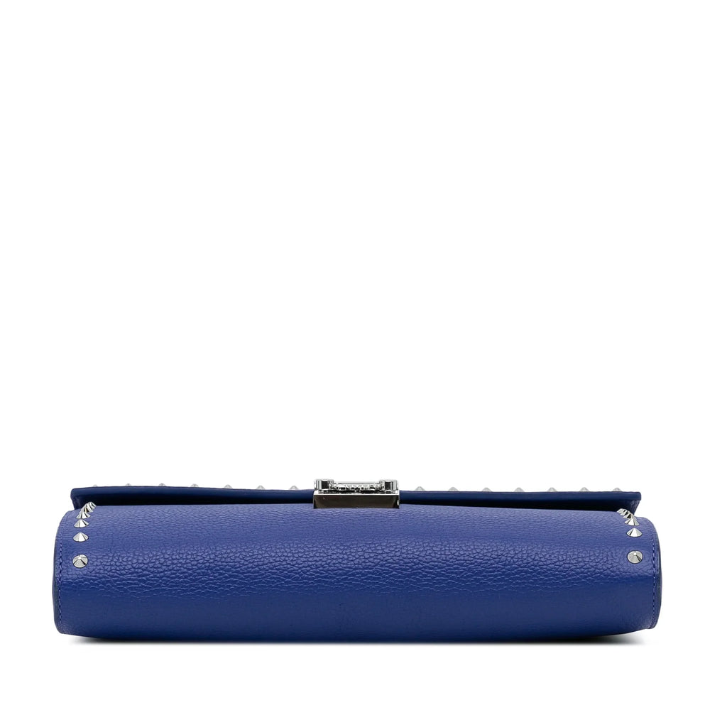 Pre-Owned Authenticated MCM Studded Patricia Wallet on Chain Calf Leather Blue Crossbody Bag Unisex (Good)