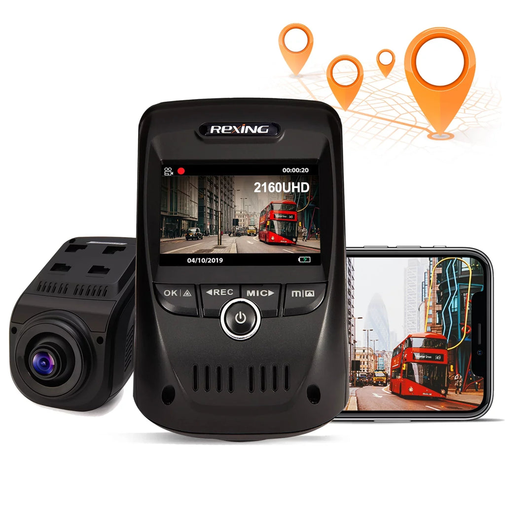 Rexing V1 Max 4K 2160P Single Channel Dash Cam with Wi-Fi & GPS