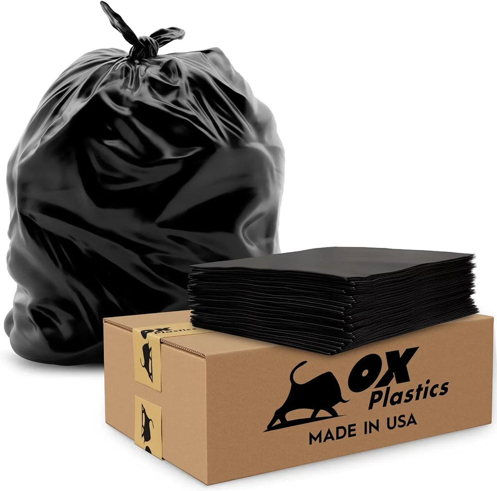 Trash Can Liners Bags - 42 Gallon Capacity & 1.5Mil Thick Extra Heavy Duty Strength - Large Garbage, Leak-Proof & Resilient House & Use Bags Black 37 X 43 (100 Count)