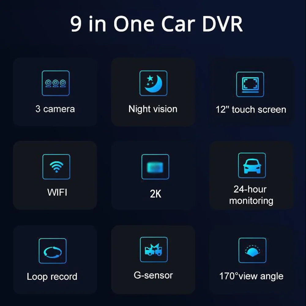Spirastell Dashcam,Auto WIFI Wide Car Clear Car Auto Car Camera Dashcam Car Auto Safety Wide Auto Rearview Mirror Car Rearview Video Car - 3 Cameras Wide Mirror Dash Cam Dash Cam - Dashcam 3 Car