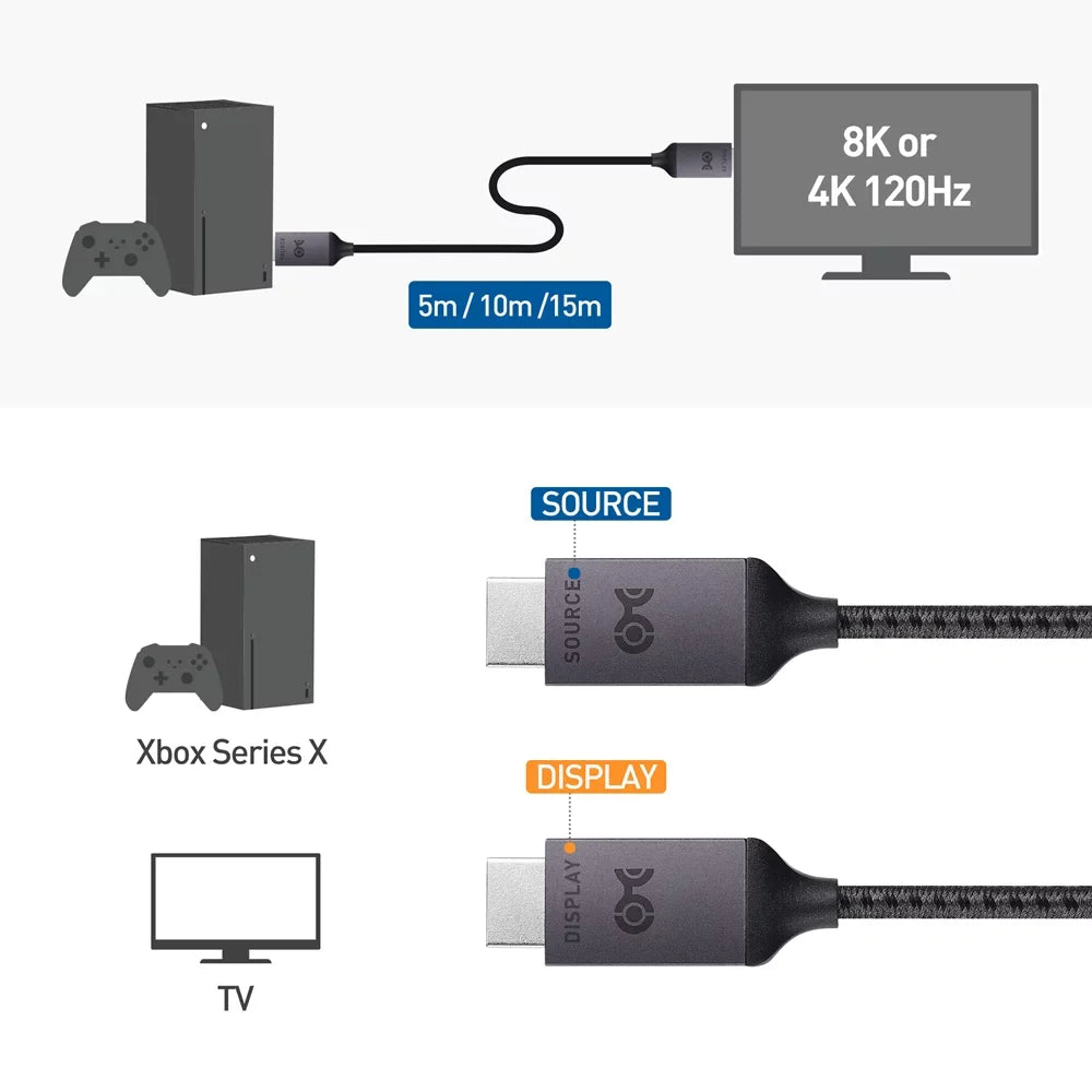Cable Matters Certified Active Ultra High Speed HDMI Cable (Fiber Active Optical 8K HDMI Cable) – 10m / 32.8 Feet – Supporting 8K@60Hz 4K@120Hz HDR - Designed for XBOX, Matching with PS5, Apple TV