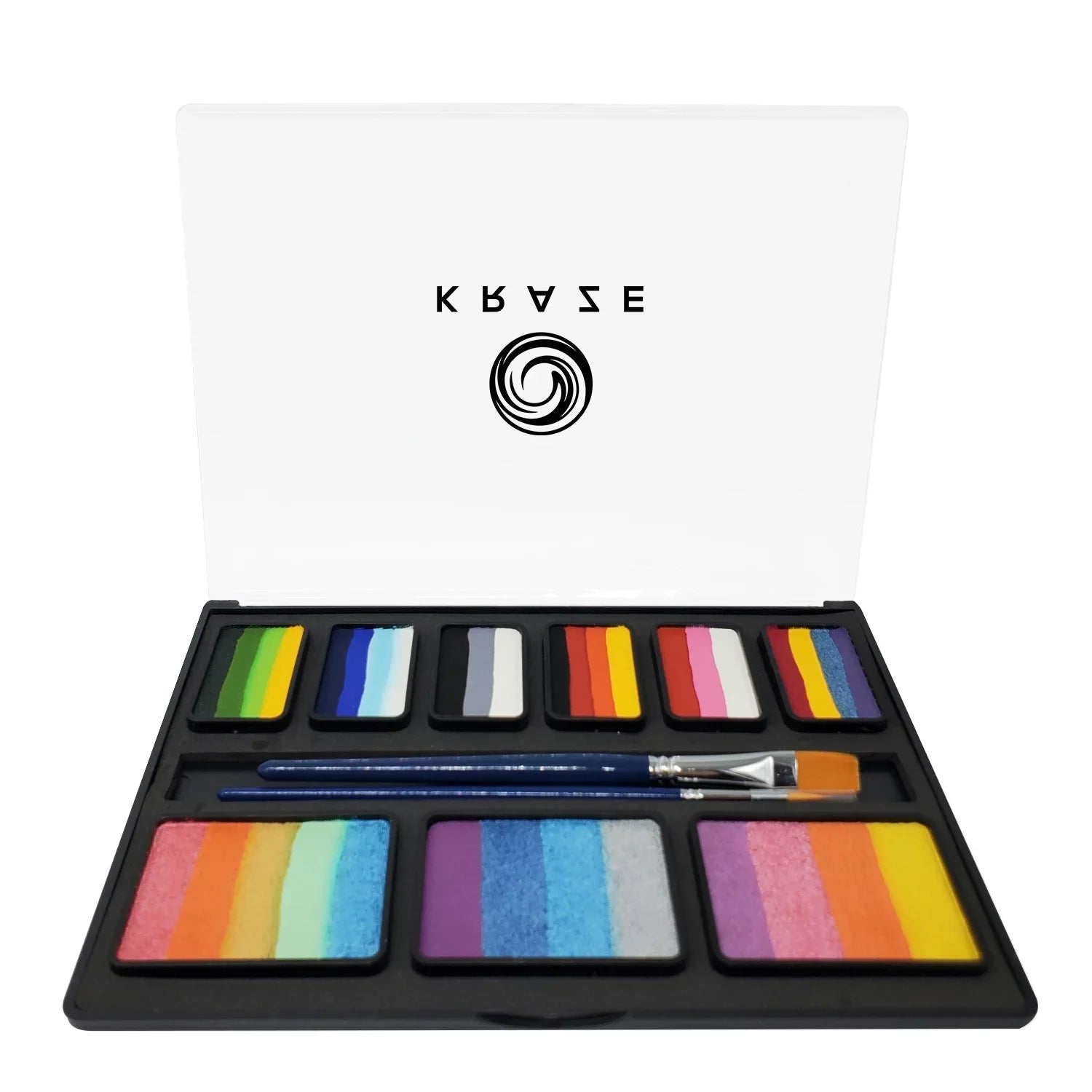 Kraze FX Celebration Professional Face Painting One Stroke Split Cake Palette, Water Activated, Hypoallergenic, Safe, Non Toxic Halloween Party Makeup Face Paint Kit for Sensitive Skin, Kids & Adults