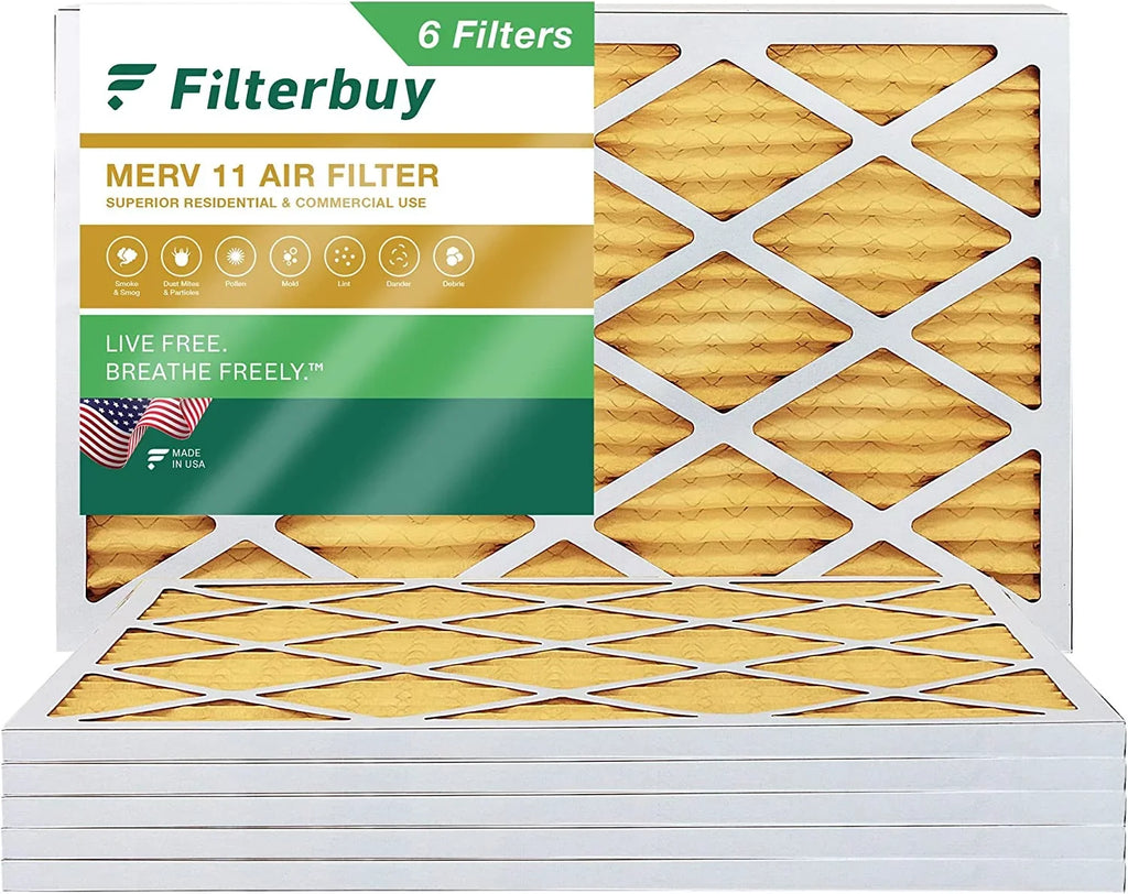Filterbuy 10x25x1 MERV 11 Pleated HVAC AC Furnace Air Filters (6-Pack)