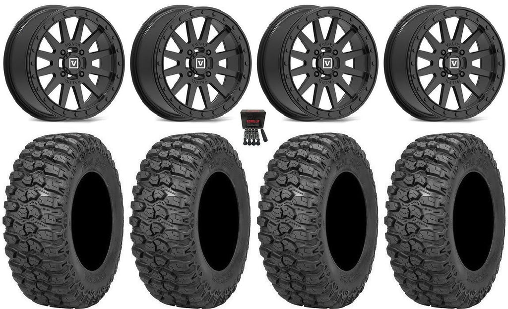 Valor V05 Beadlock 14" Wheels Black 30" Trail Saw 2.0 Tires Kawasaki Teryx Mule