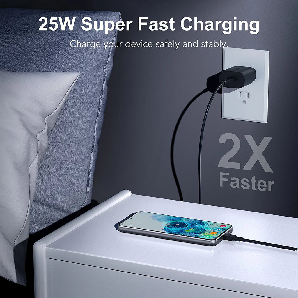 for Doogee S89 ,Super Fast Charger Type C Kit,25W PD USB C Wall/Car Charger - Black