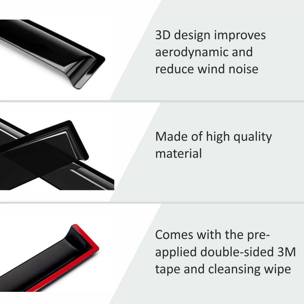 Voron Glass Tape-on Extra Resilient Rain Guards for Subaru XV Crosstrek 2018-2024, Window Deflectors, Vent Window Visors, 6 Pieces - 100489