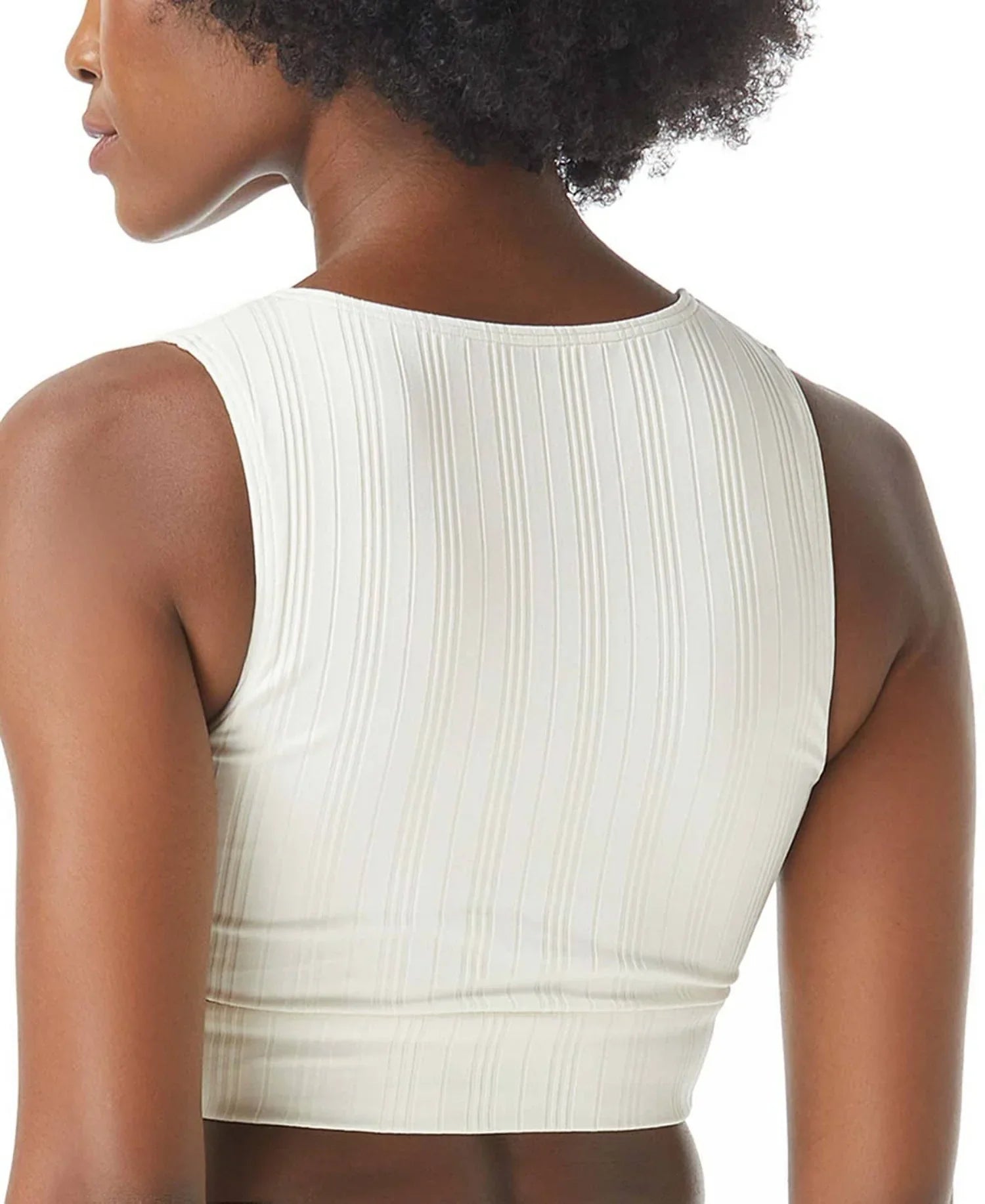 Vince Camuto Women's White Ribbed Tie-Front Bikini Top
