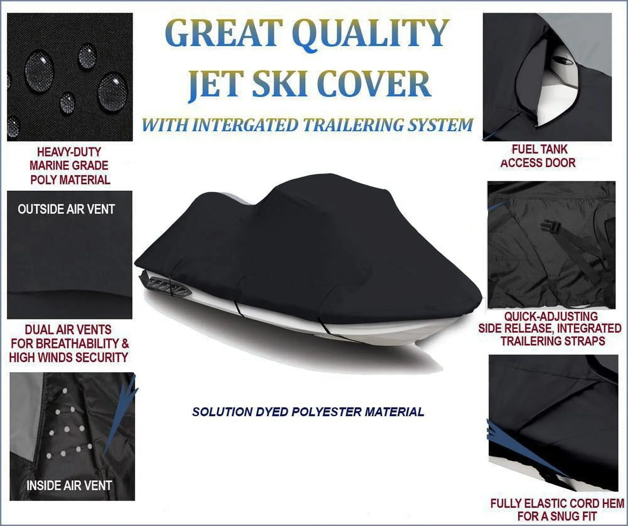 BLACK TOP OF THE LINE JET SKI Shield Fitting for Sea Doo Sea-Doo XP Bombardier 1997 2000 2001 2002 Jet Ski PWC Wrap 1-2 Seater