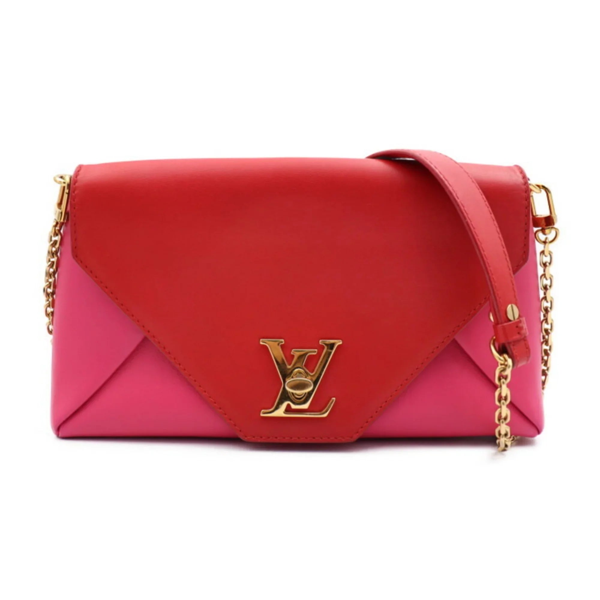 Pre-Owned LOUIS VUITTON Louis Vuitton love note shoulder bag M54501 leather red pink chain gold hardware (Good)