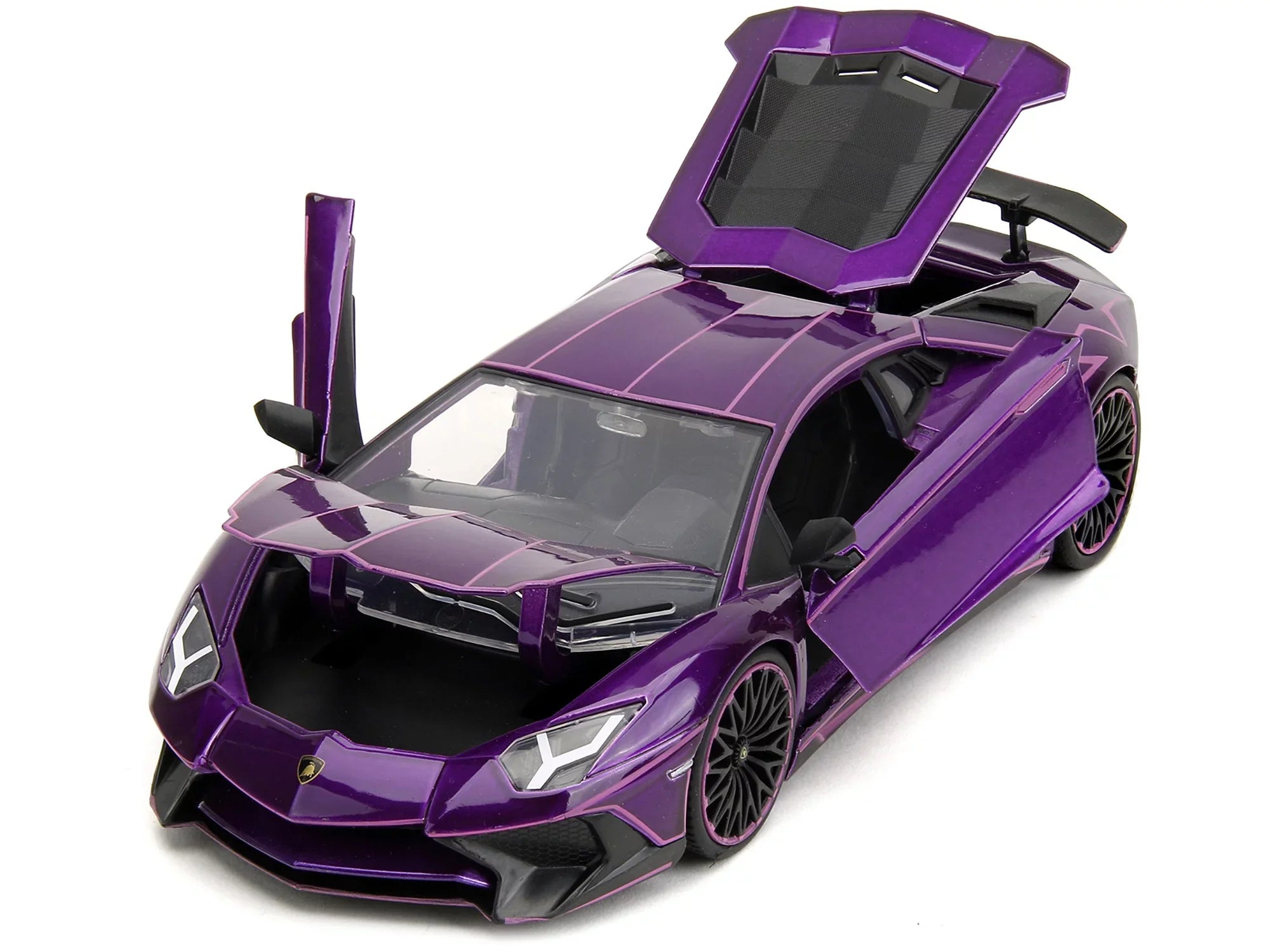 Lamborghini Aventador SV Candy Purple with Pink Graphics "Pink Slips" Series 1/24 Diecast Model Car by Jada