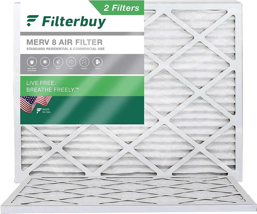 Filterbuy 17x21x1 MERV 8 Pleated HVAC AC Furnace Air Filters (2-Pack)