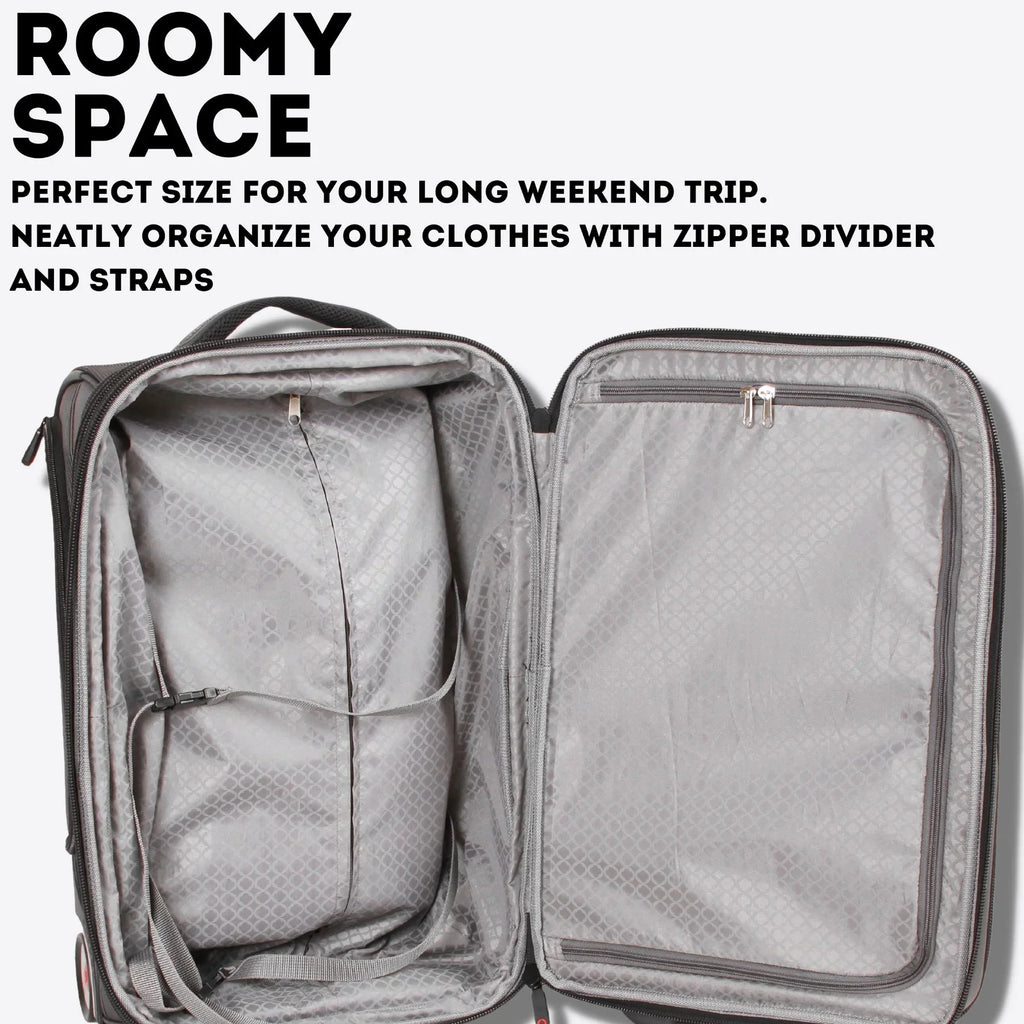 J World Bay Business Carry-on Rolling Backpack for Travel and Commute, Black