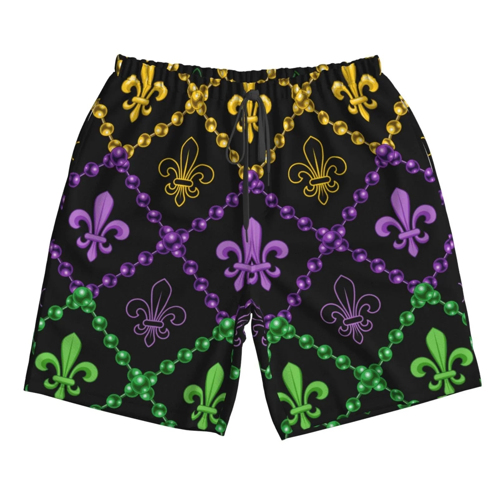 Lukts Mardi Gra Geometric Mens Swim Trunks Quick Dry Swim Shorts With Funny Beach Shorts