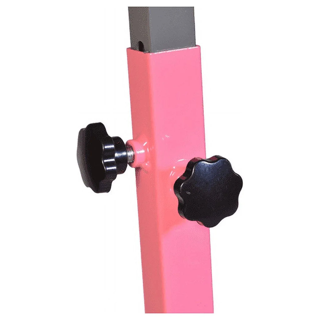 5-Star Gymnastic Kip Bar for Kids, Adjustable 3-5FT, Pink, Heavy-Duty, Home Gym Training Equipment