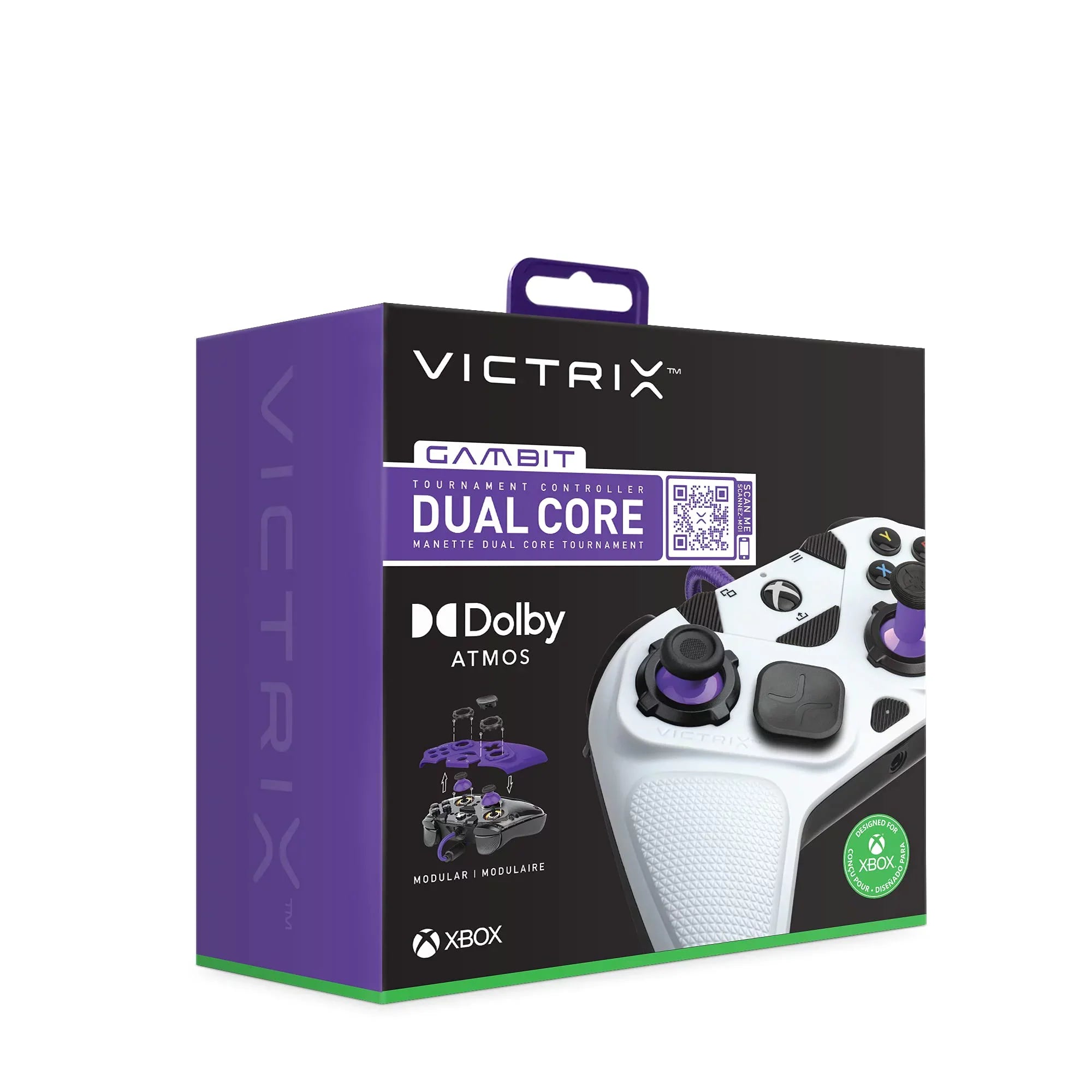 PDP Gaming Victrix Gambit World's Fastest Xbox Controller, Elite Esports Design with Swappable Pro Thumb Sticks, Custom Paddles, Swappable White/Purple Faceplate for Xbox Series X