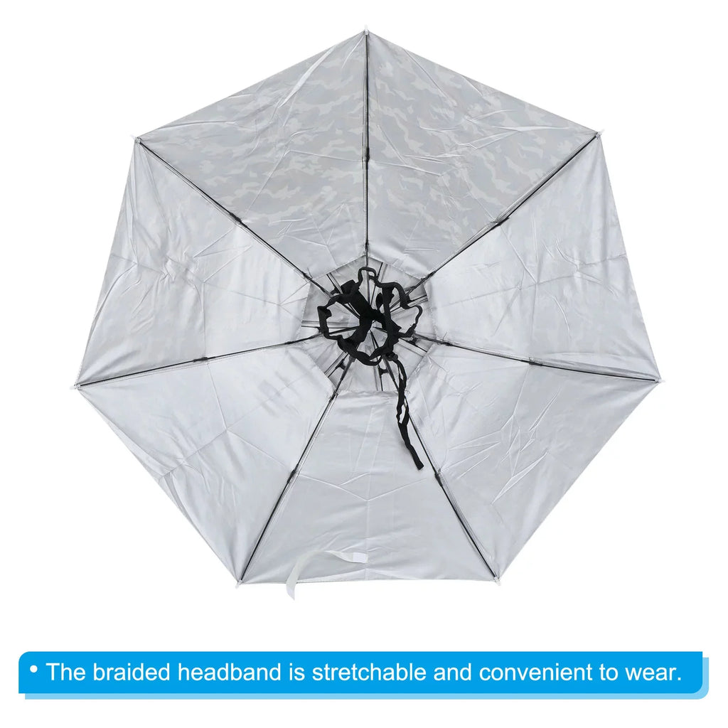 Uxcell OD 37.4" Umbrella Hat, Oxford Fabric Folding Double Layer Sun Rain Cap with Adjustable Strip, Camo