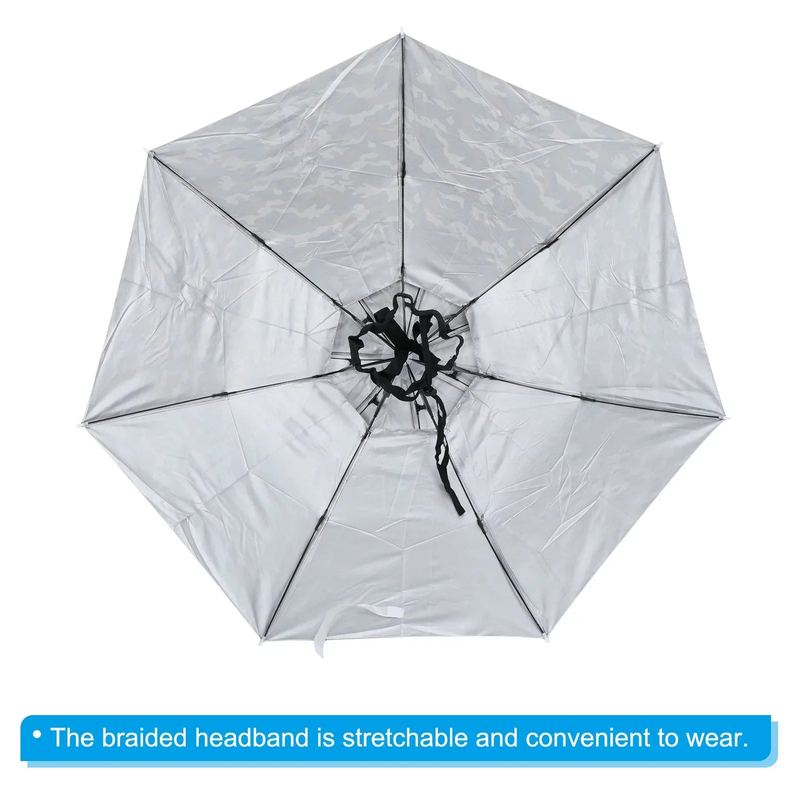 Uxcell OD 37.4" Umbrella Hat, Oxford Fabric Folding Double Layer Sun Rain Cap with Adjustable Strip, Camo