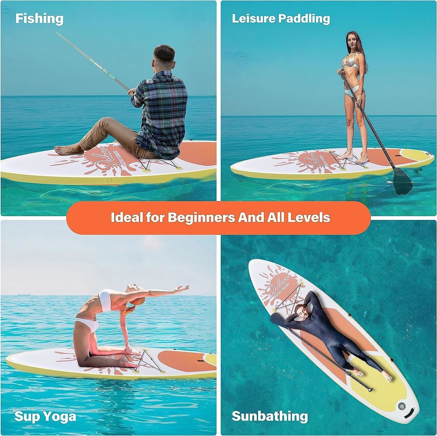 Deluxe Pink Inflatable Stand Up Paddle Board - Complete kit with multiple accessories and backpack for easy carrying - 27.55 - Experience stability and ease with our versatile paddle board!