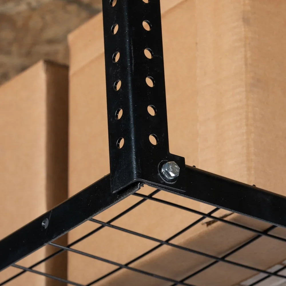 Titan Attachments 4' x 4' Overhead Garage Storage Rack, 20" to 41" Adjustable Height, Ceiling Mount Organization System, Metal Wire Grid with 500 LB Loading Capacity, Storage for Bikes Equipment Bins