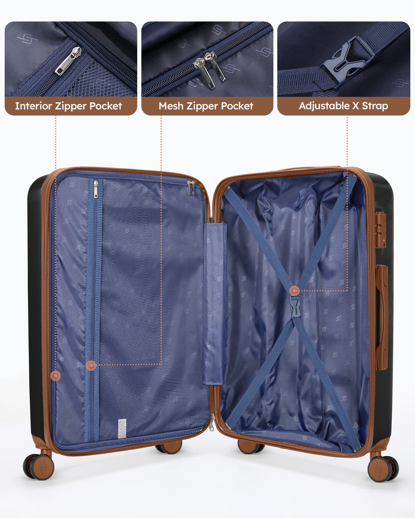 Crtynell 20-Inch Carry on Expandable Luggage with TSA Lock Airline Approved Suitcase with Spinner Wheels