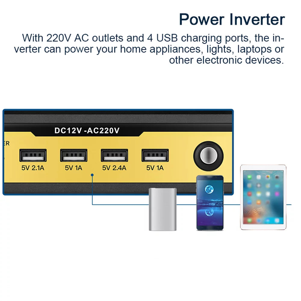 Charger Yabuy 5000W Car Power Inverter LED Digital Modified Sinewave Inverter 12V to 220V Converter with AC Outlets 4 USB Charging Ports for Car Vehicle Home Laptops