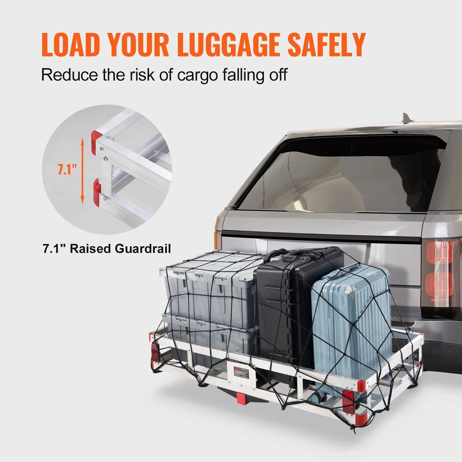 BENTISM Hitch Mount Cargo Carrier 47 x 20 x 6 in 500lb Aluminum Durable Fits 2" Receiver Cargo Basket for SUVs Sedans Vehicles