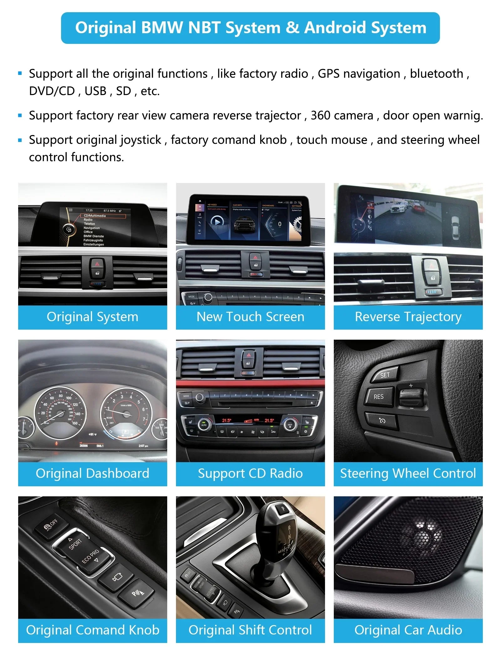 Road Top Android 13 Car Radio 10.25 Inch Touchscreen for 2013-2016 BMW 3/4 Series F30/F31/F34/F35/F32/F33/F36 with NBT, Multimedia Car Radio Supports Apple Carplay, Android Auto, Mirrorlink, 8G + 256G