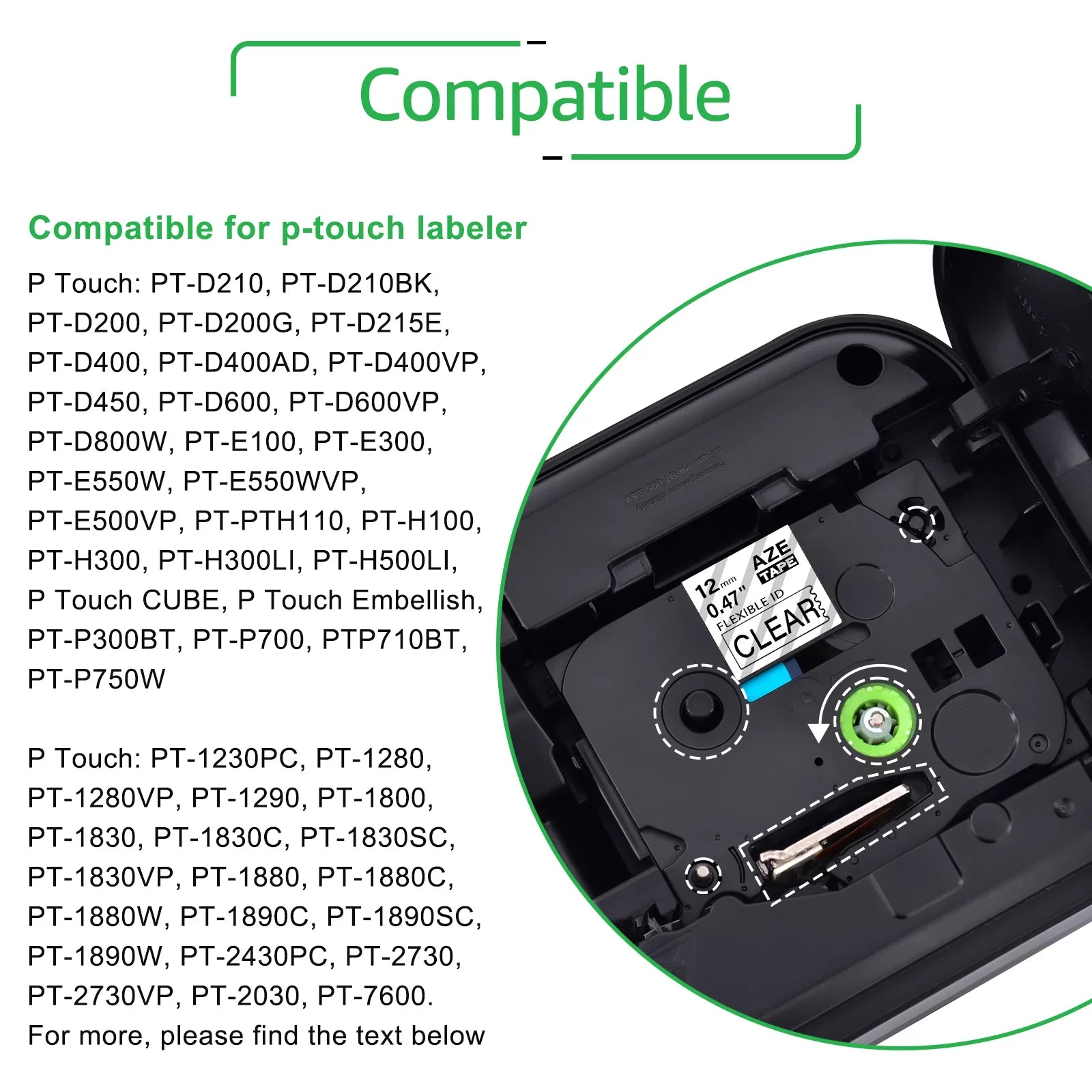 GREENCYCLE 40PK Matching for Brother P-touch 12mm x 8m Black on Clear TZ TZe TZe-FX131 TZ-FX131 TZe-131 TZ-131 Flexible ID Cable Wire Label Tape