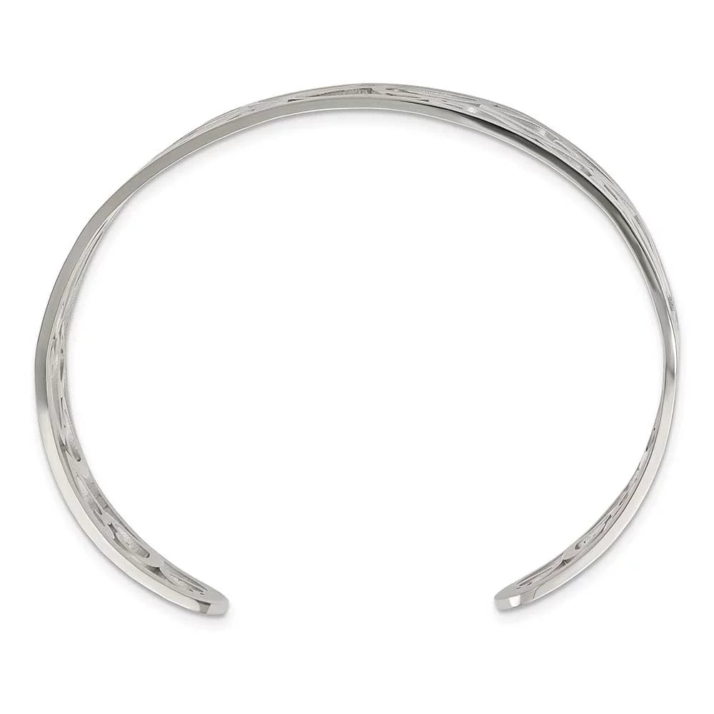 Primal Steel Stainless Steel Rose IP Plated Hearts Cuff Bangle