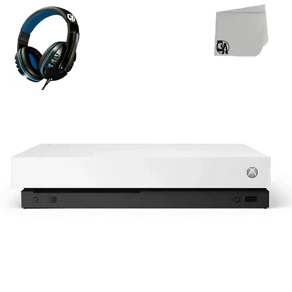 Microsoft Xbox One X 1TB, 4K Ultra HD White Console Only with Headset BOLT AXTION Bundle Like New