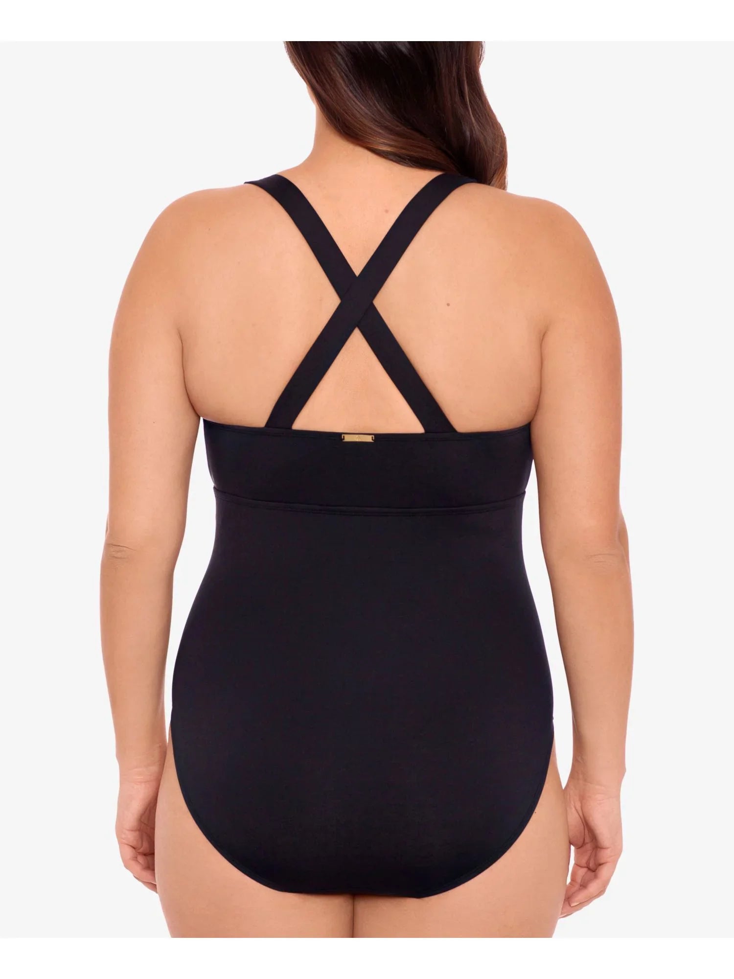 LAUREN RALPH LAUREN Women's Black Tummy Control Non-Removable Cups Cutout Scoop Neck One Piece Swimsuit 22W