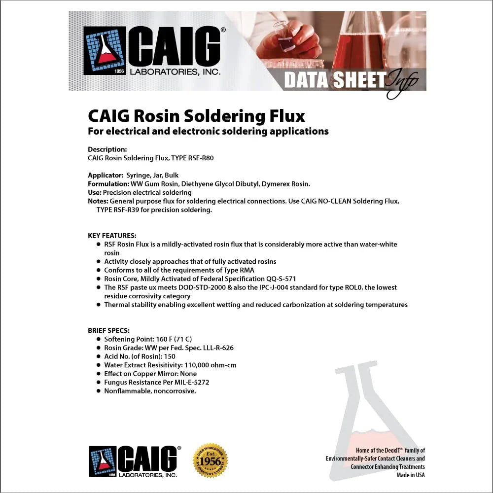 CAIG RSF-R80-8G DeoxIT Rosin Soldering Flux Syringe 8g