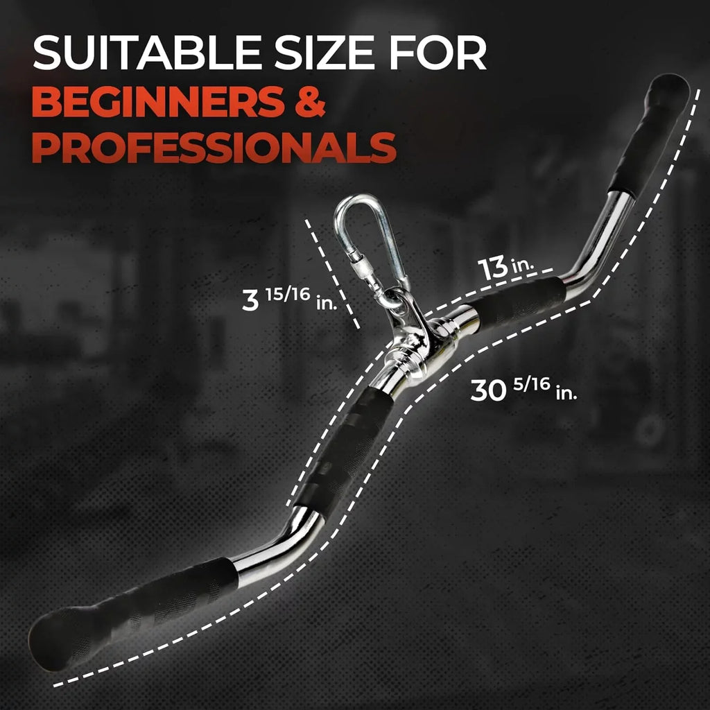 Yes4All Wide Grip LAT Pull Down Bar Attachments with Rubber Handles/Curl LAT Pulldown Attachment for Gym Equipment, Press Down Bar/Cable Attachment Rubber Handgrips