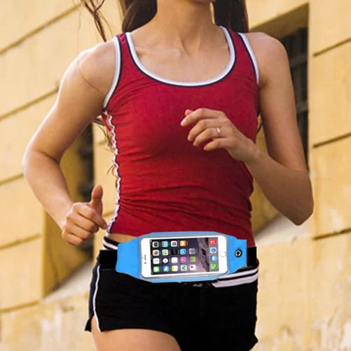 Sports Belt Band Running Waist Bag w Earphones Sports Wireless Headset V1Q for Motorola Moto E4 PLUS G4 Play E5 Play X 2 (2nd Gen), Droid Turbo 2, Plus, G6 Play e6, Maxx 2 - Nokia 3.1, 8, 6