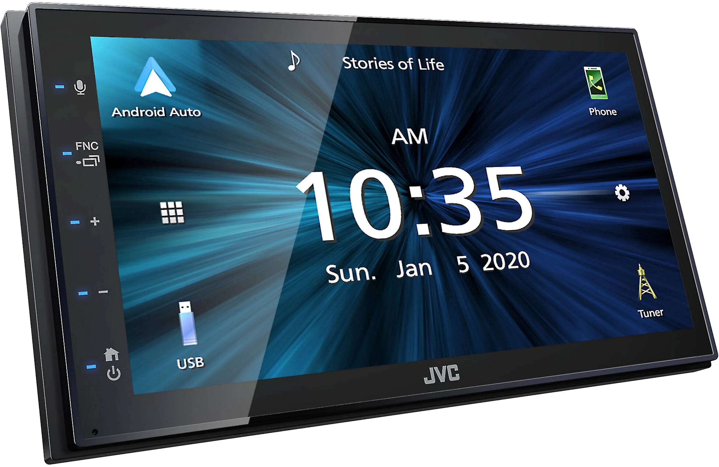 JVC KW-M56BT Digital Multimedia Receiver w/ fixed 6.75" Touchscreen Monitor+Absolute CAM880 Rearview Camera & Magnet Phone Holder