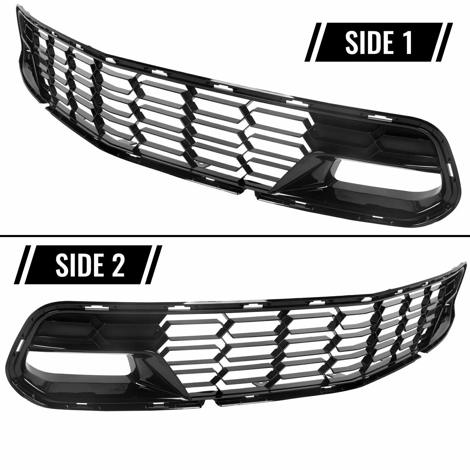 Kojem Front Lower Grille for 2014-2019 Chevrolet Corvette C7 All Models Z06 Style Bumper Protection Painted Glossy Black Plastic (W/O Front Camera Bracket)