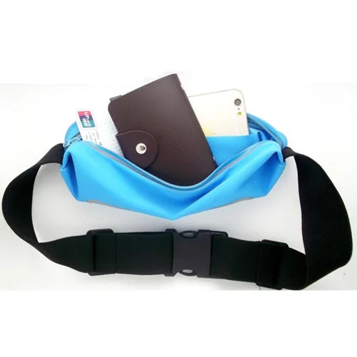 Sports Belt Band Running Waist Bag w Earphones Sports Wireless Headset V1Q for Motorola Moto E4 PLUS G4 Play E5 Play X 2 (2nd Gen), Droid Turbo 2, Plus, G6 Play e6, Maxx 2 - Nokia 3.1, 8, 6