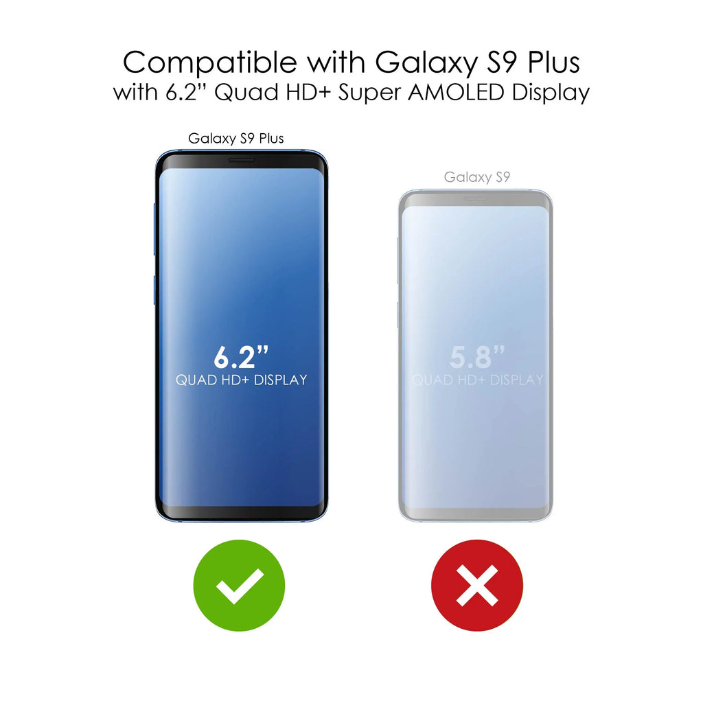 DistinctInk Clear Shockproof Hybrid Case for Samsung Galaxy S9+ PLUS (6.2" Screen) - TPU Bumper, Acrylic Back, Tempered Glass Screen Protector - Luke 1:37 - Faith Does Not Make Easy Makes Possible