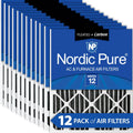 Nordic Pure 20x20x2 Pleated Air Filters MERV 12 Pleated Plus Carbon 12 Pack