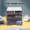 Stackable Storage Box With 4*Drawer Desk Organizer Storage Container Neat Large