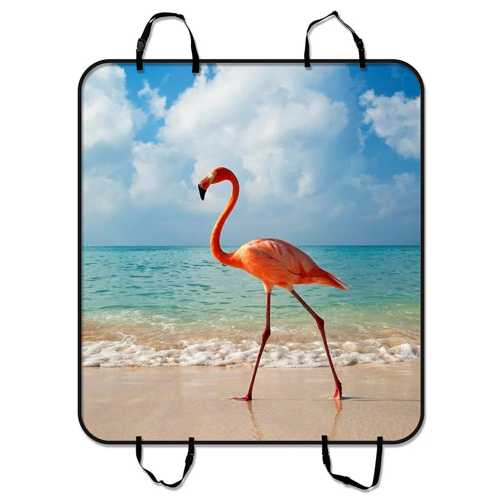 GCKG Flamingo in the Seashore Pet Car Seat Shield Dog Car Seat Mat Hammock Cargo Mat Trunk Mat For Cars Trucks and SUV 54x60 inches