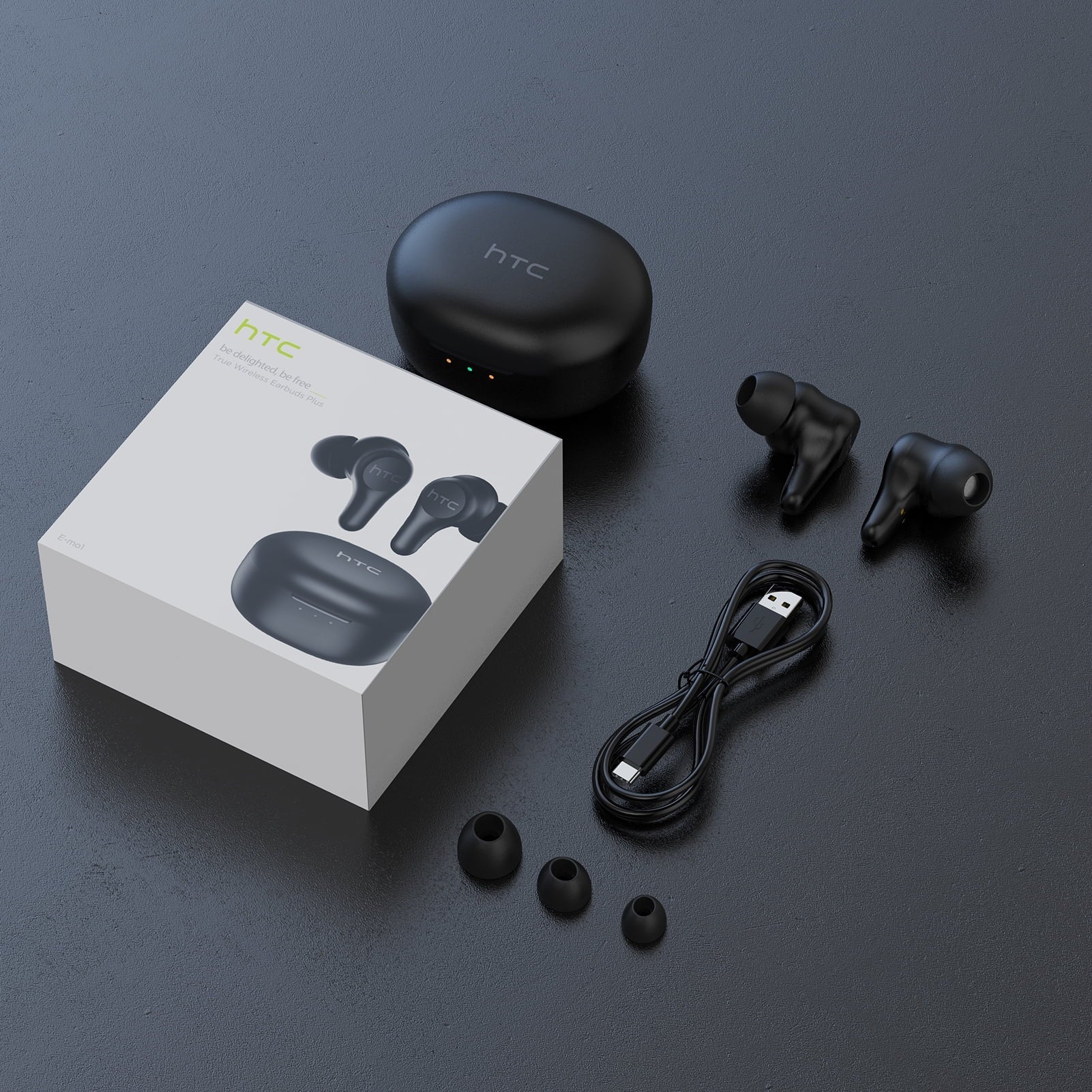 HTC True Wireless Earbuds Plus - Active Noise Cancellation IPX5 Water Strong Bluetooth 5.0 Headphones with ENC, 24-Hour Playtime, Stereo in-Ear Touch Control Wireless Earphones