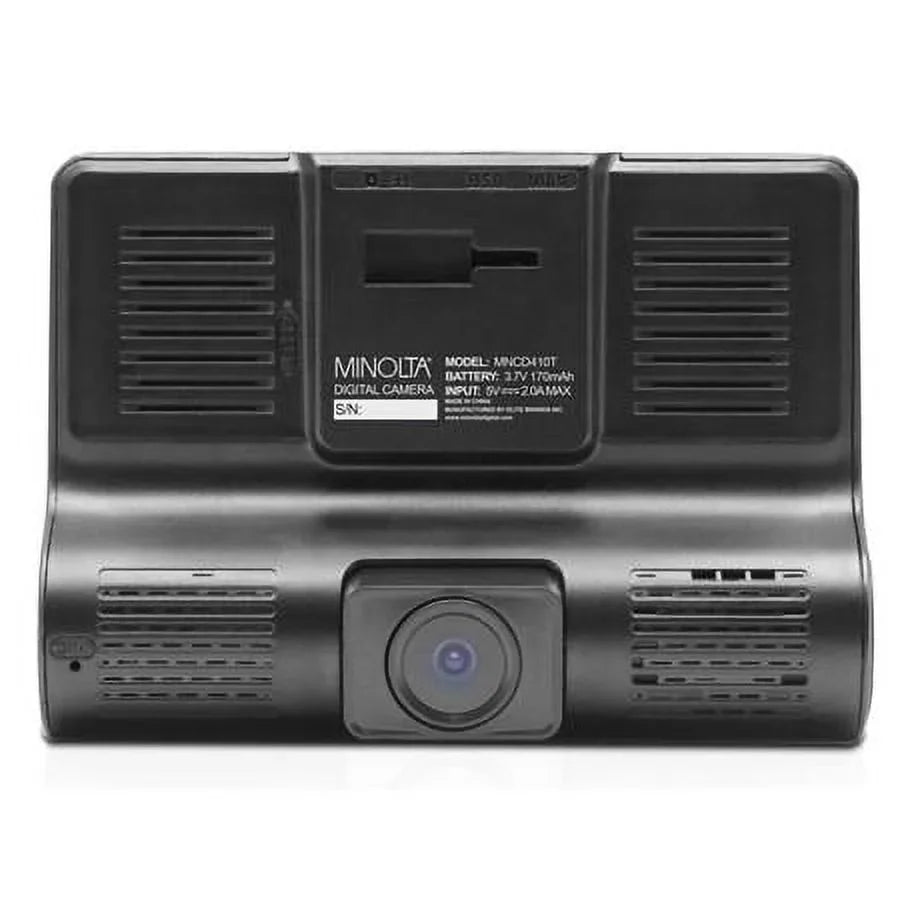 MNCD410T Full HD Front and Rear View 4" LCD Screen Dash Camera with 3-Channel Recording, Black