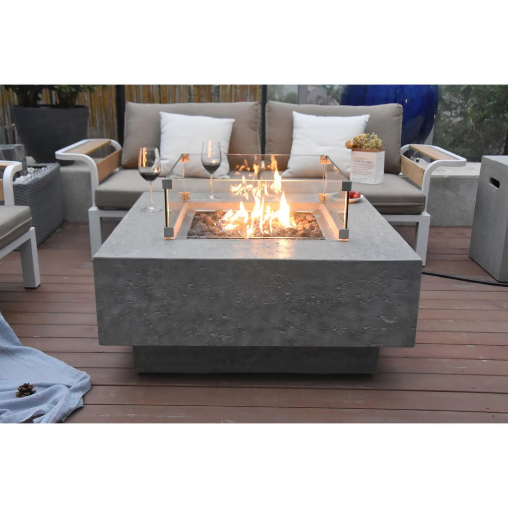 Elementi Manhattan Concrete Outdoor 45,000 BTU Natural Gas Fire Table